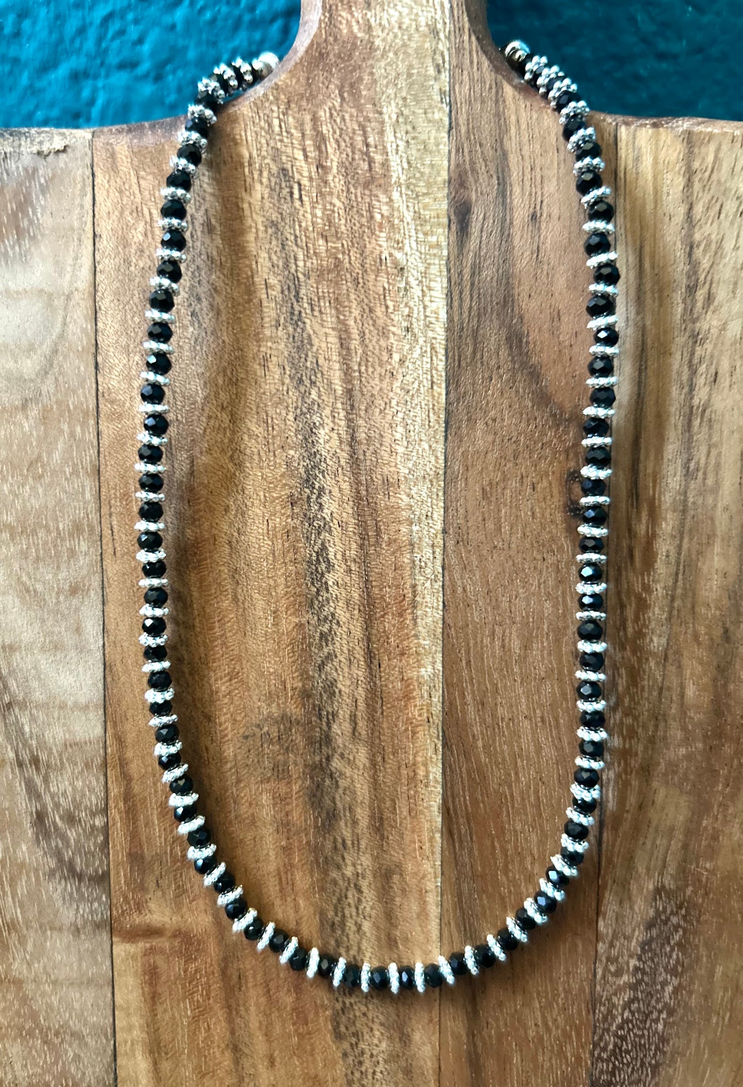 Black Glass Beads with Silver-Plated Dividers