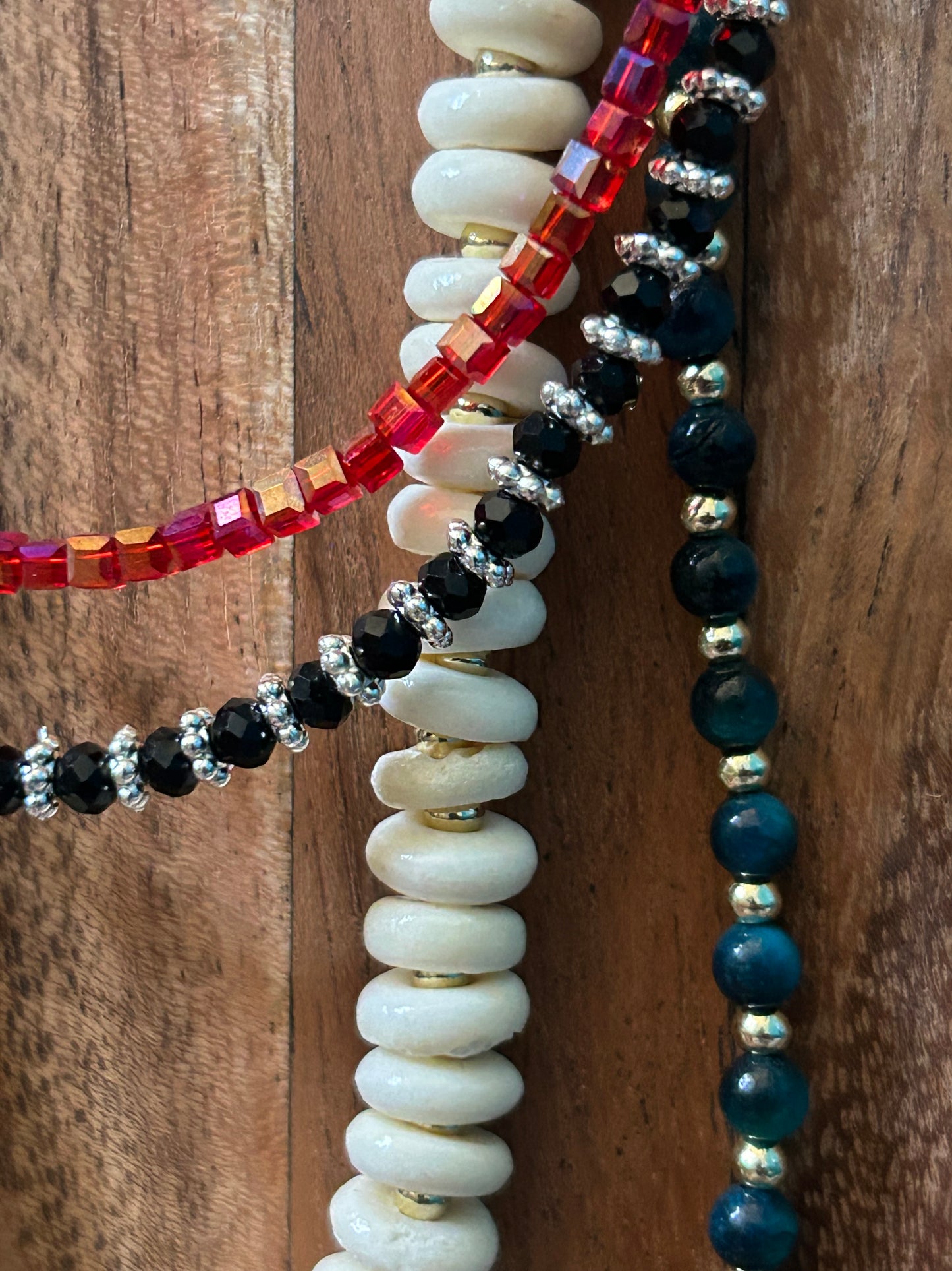 Black Glass Beads with Silver-Plated Dividers