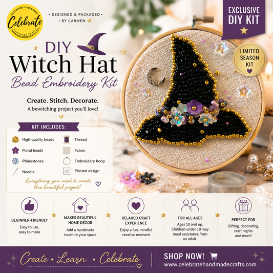 DIY Witch Hat Bead Embroidery Kit