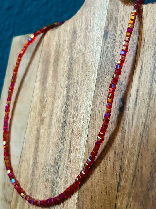 Red Glass Bead Necklace – Summer Collection