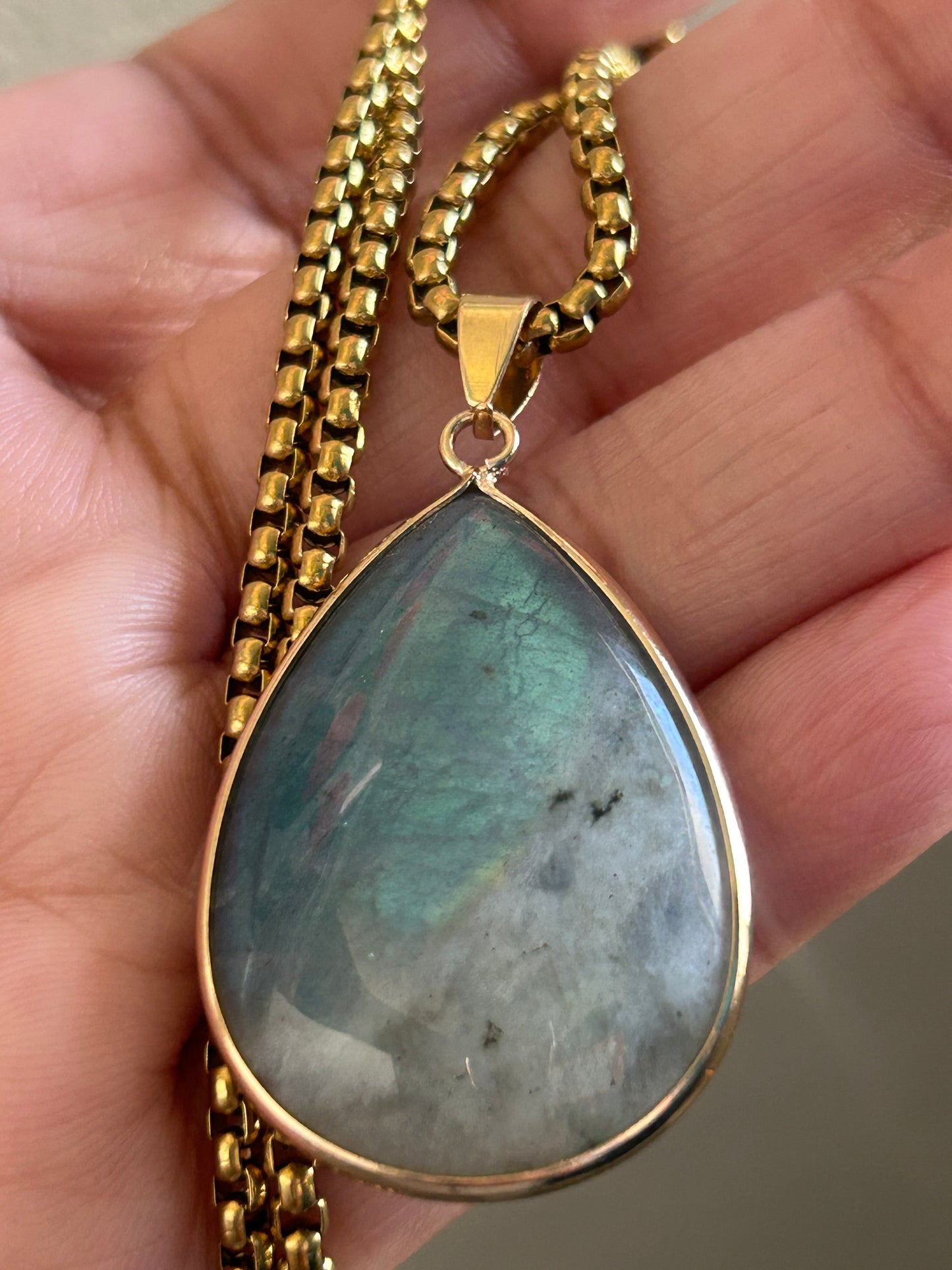 Labradorite Teardrop Statement Necklace