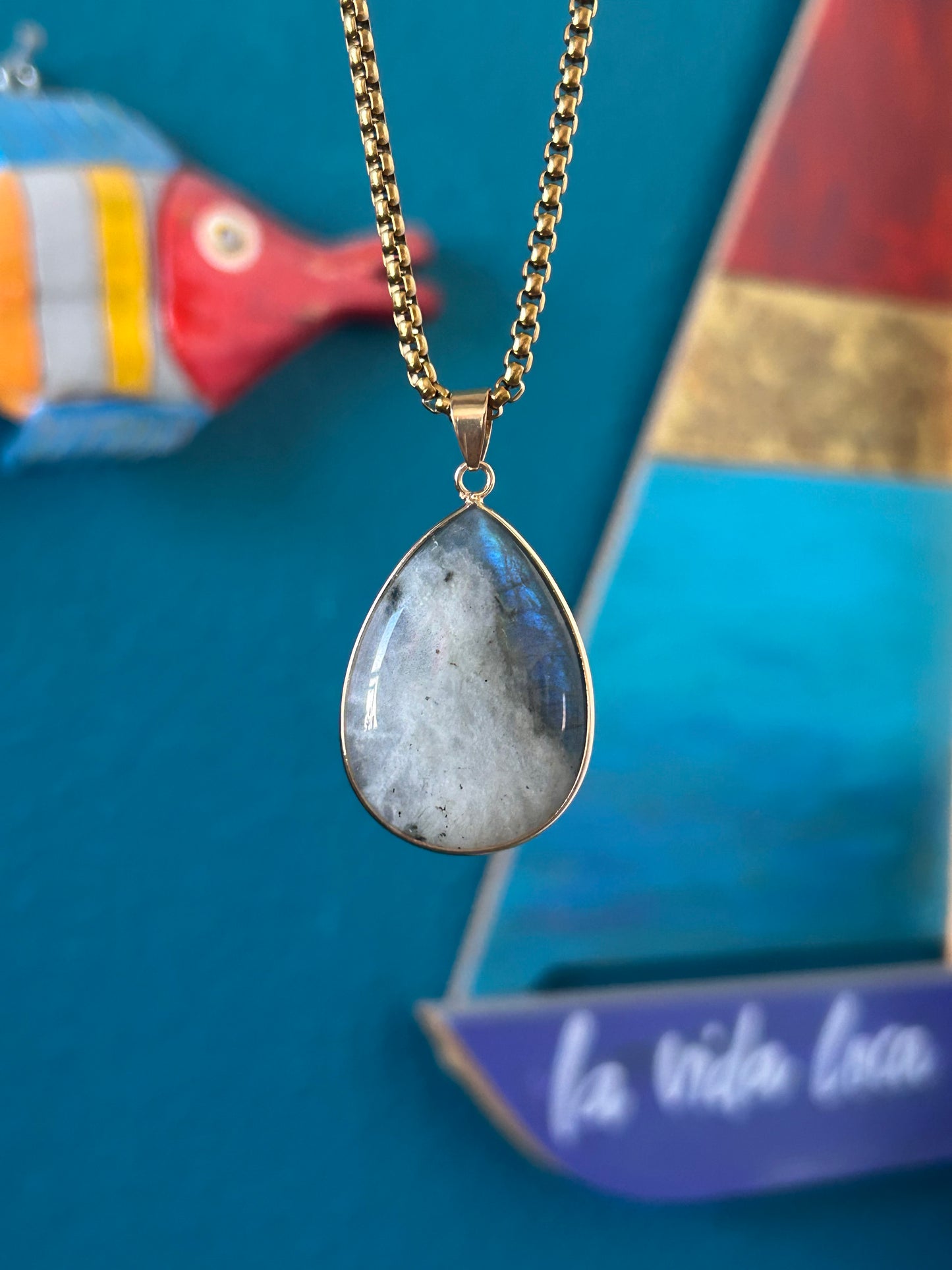 Labradorite Teardrop Statement Necklace