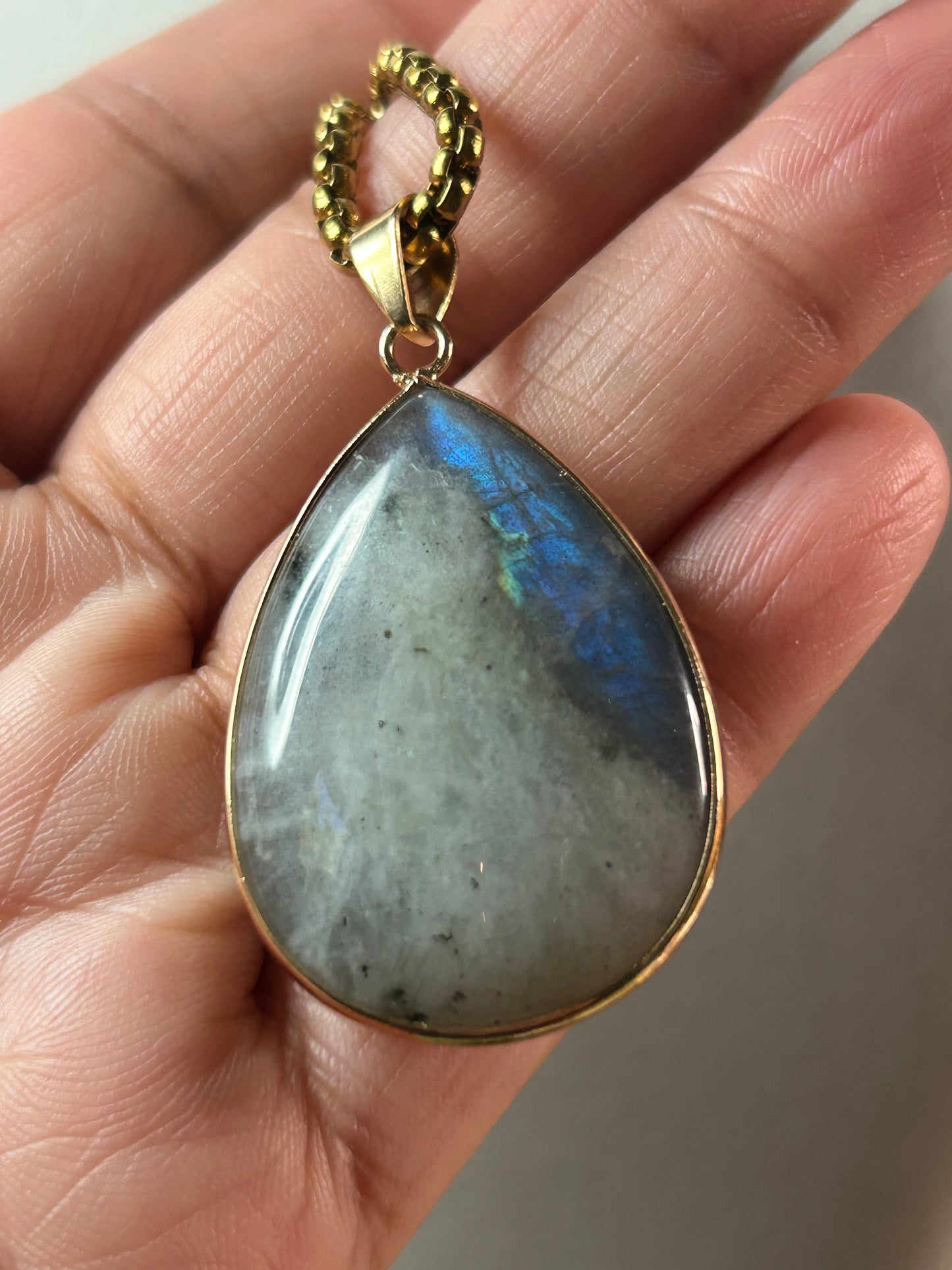 Labradorite Teardrop Statement Necklace