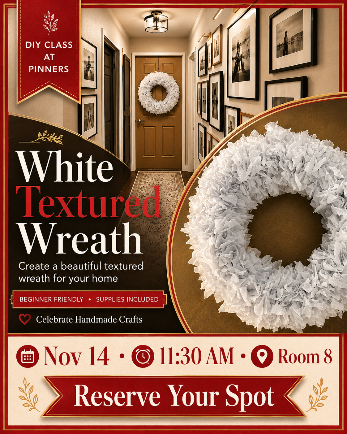 White Textured Wreath DIY Workshop Kit | Pinners Arizona 2026