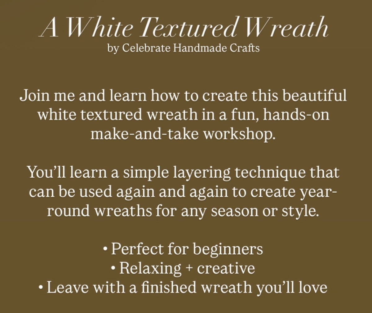 White Textured Wreath DIY Workshop Kit | Pinners Arizona 2026